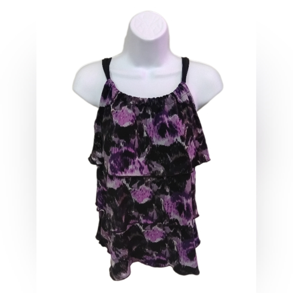 Women's Purple and Black Sleeveless Top